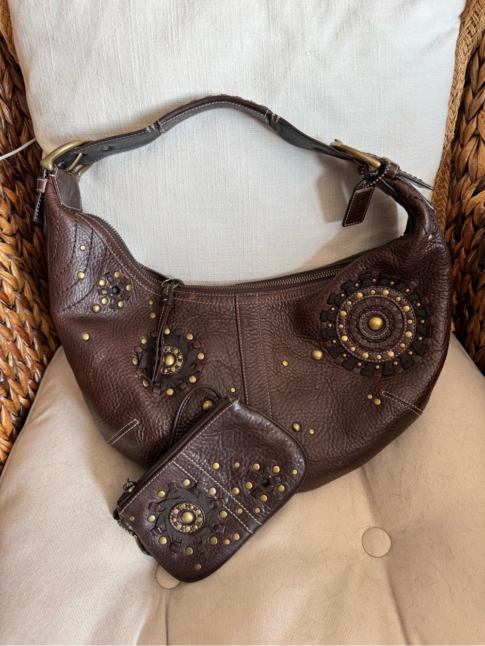 Coach Mia studded hobo purse with coin pouch no-10063 - Picture 5 of 5